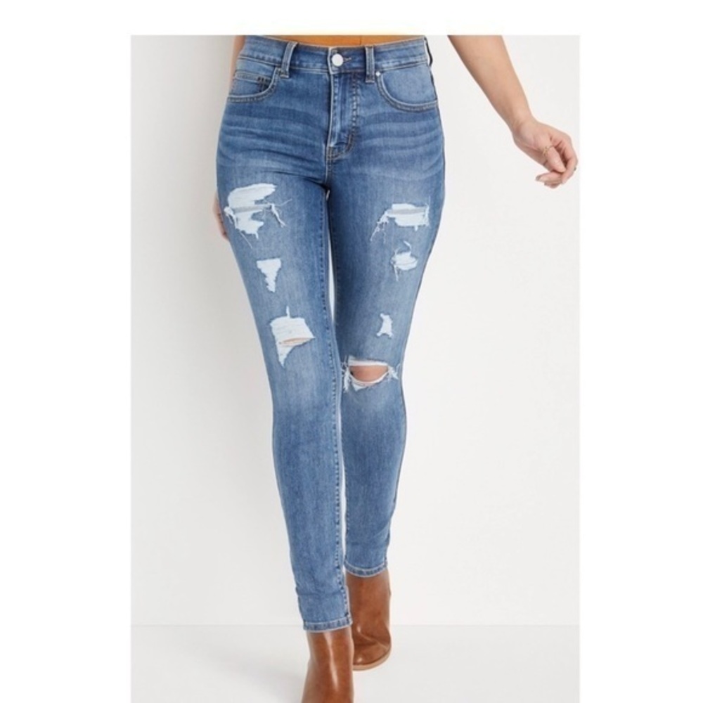 Maurice’s High Waist Super Skinny Super Stretch Ripped Distressed Jeans 2